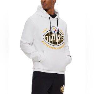 Boss x NFL Pittsburgh Steelers White Hooded Sweater Size XL.